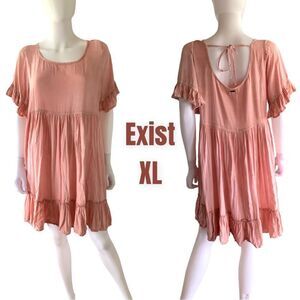 Exist 100% rayon | Pink Stone Washes Ruffle Dress beautiful